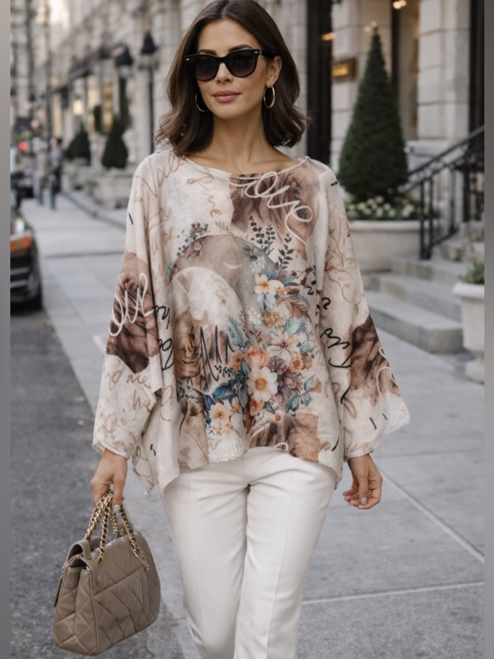 Made in Italy Lightweight Art Print Sweater NWOT